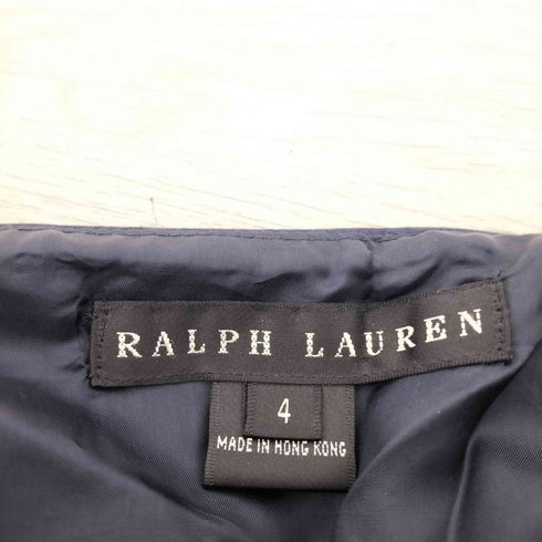ラルフローレン RALPH LAUREN 香港製 刺繍 シルク混 アシンメトリードレス レディース