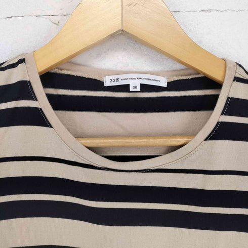 ニジュウサンク 23区 コットンノースリーブボーダーTEE レディース JPN:38