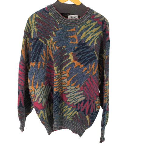 ミッソーニスポーツ MISSONI SPORTS 90S MADE IN ITARY 総柄ニット マルチカラー メンズ
