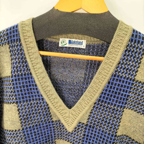 レイクランド Lakeland Vネックニットセーター チェック柄 総柄 メンズ JPN:L