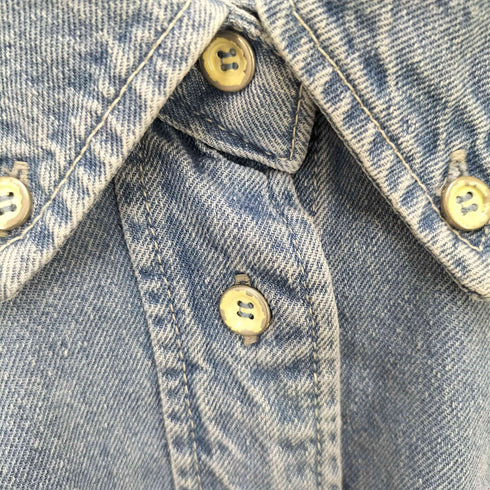 スローブイエナ SLOBE IENA 24SS クロップドシャツ ダブルボタン デニムシャツ インディゴ染め レディース