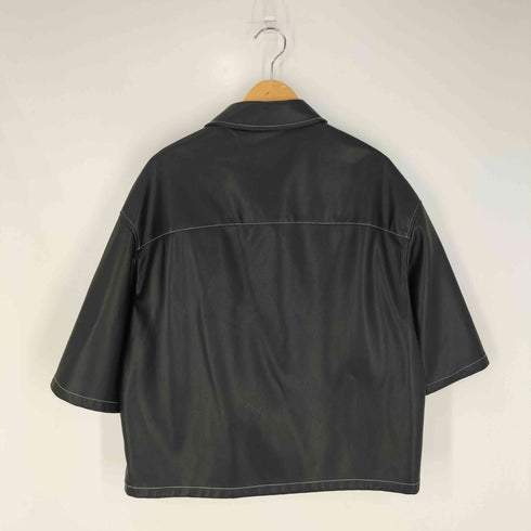 ザラ ZARA スクエアカット フェイクレザー オーバーシャツ メンズ import:M