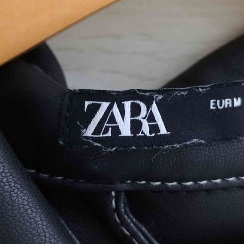 ザラ ZARA スクエアカット フェイクレザー オーバーシャツ メンズ import:M