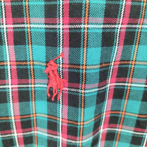 ポロバイラルフローレン Polo by RALPH LAUREN シンガポール製 ポニー刺繍 緑タグ タータンチェック ボタンダウンシャツ メンズ 20