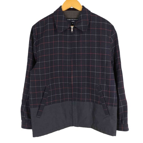 コムデギャルソンオム COMME des GARCONS HOMME 20AW 異素材切替 チェック ジップアップ ジャケット メンズ XS