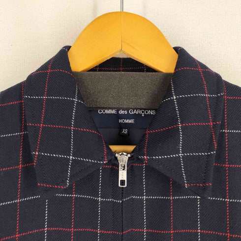 コムデギャルソンオム COMME des GARCONS HOMME 20AW 異素材切替 チェック ジップアップ ジャケット メンズ XS