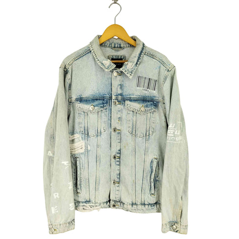 ザラ ZARA ペイントクラッシュデニムジャケット メンズ XL