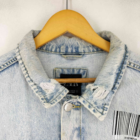 ザラ ZARA ペイントクラッシュデニムジャケット メンズ XL