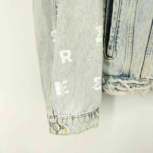 ザラ ZARA ペイントクラッシュデニムジャケット メンズ XL