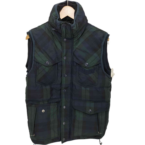 ディーゼル DIESEL ロゴワッペン タータンチェック ダウンベスト ブラックウォッチ BLACKWATCH メンズ import:S