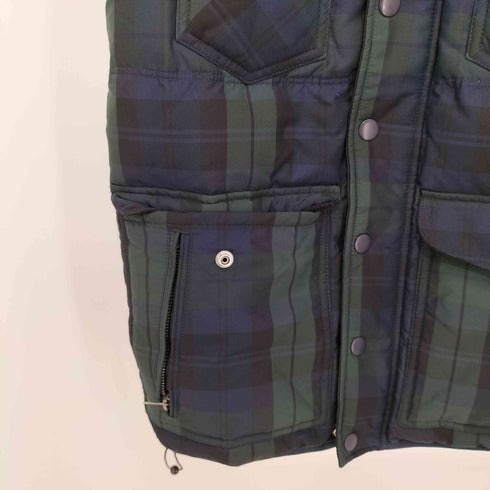 ディーゼル DIESEL ロゴワッペン タータンチェック ダウンベスト ブラックウォッチ BLACKWATCH メンズ import:S