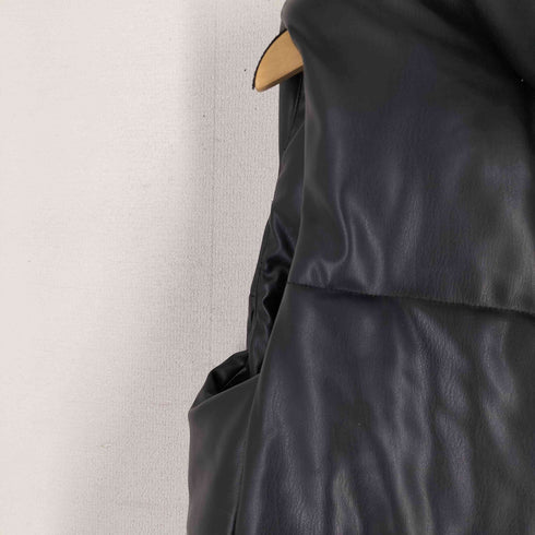 ザラ ZARA フェイクレザーパフベスト 裾ドローコード レディース JPN:M