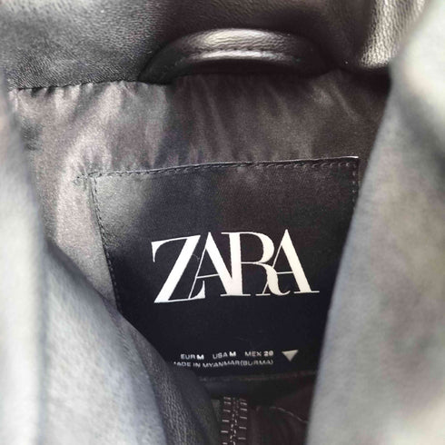 ザラ ZARA フェイクレザーパフベスト 裾ドローコード レディース JPN:M