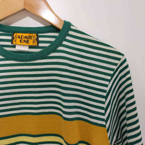 ADMIT ONE USA製 ボーダー柄 ヴィンテージクルーネックTシャツ シングルステッチ メンズ M