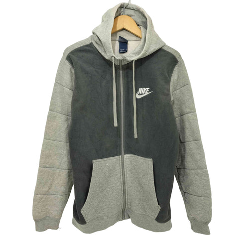ナイキ NIKE FLEECE FULL ZIPUP HOODY GREY フリース切替ジップアップパーカー メンズ M