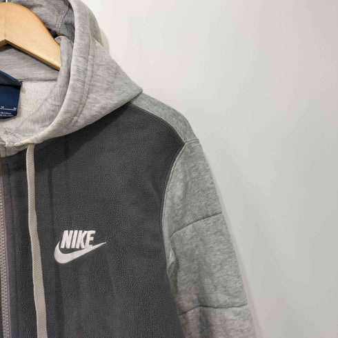 ナイキ NIKE FLEECE FULL ZIPUP HOODY GREY フリース切替ジップアップパーカー メンズ M