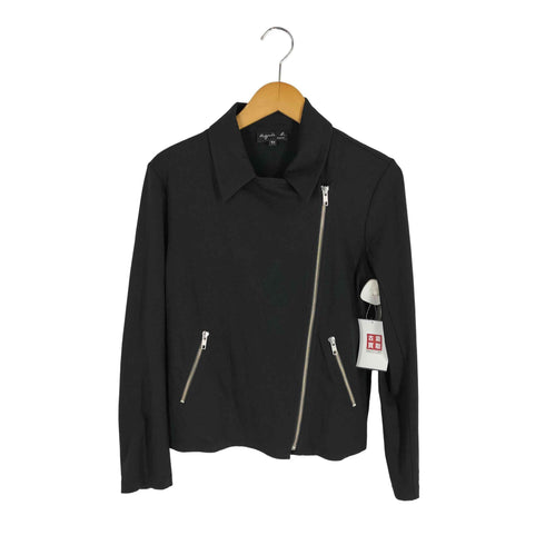 アニエスベー agnes b. PARIS 八の字 変形ジップ コットン ライダースジャケット レディース T1