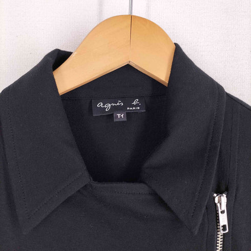 アニエスベー agnes b. PARIS 八の字 変形ジップ コットン ライダースジャケット レディース T1