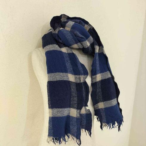 SOIL BOILED WOOL BIG CHECK STOLE レディース