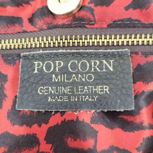 POP CORN MILANO 裏地レオパード レザートートバッグ レディース