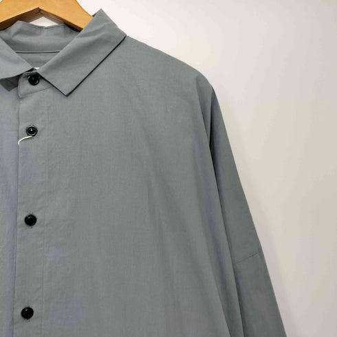 HUIS. 2023SS 016 オーガニックコットンロングシャツ(ブルーグレー)【ユニセックス】 レディース F