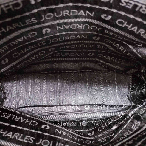 シャルルジョルダン CHARLES JOURDAN 異素材レザーショルダーバッグ シボ革 バイカラー レディース