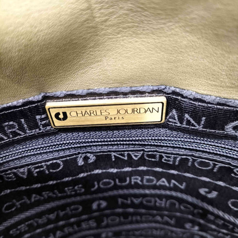 シャルルジョルダン CHARLES JOURDAN 異素材レザーショルダーバッグ シボ革 バイカラー レディース