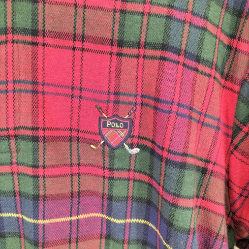 ポロバイラルフローレン Polo by RALPH LAUREN MADE IN USA ワンポイン刺繍 S/S コットンポロシャツ メンズ import:L