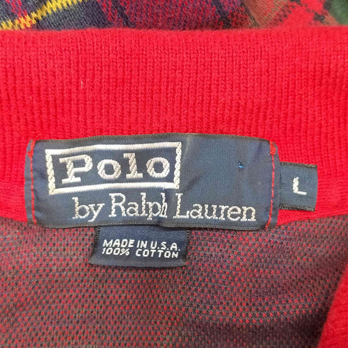 ポロバイラルフローレン Polo by RALPH LAUREN MADE IN USA ワンポイン刺繍 S/S コットンポロシャツ メンズ import:L