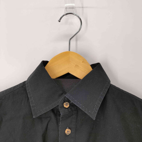 バーバリーブラックレーベル BURBERRY BLACK LABEL ブラックポロシャツ ノバチェック切替 ノバチェックボタン メンズ JPN:2