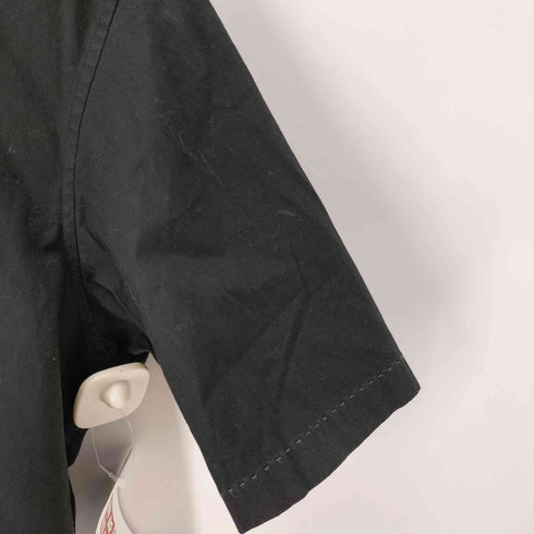 バーバリーブラックレーベル BURBERRY BLACK LABEL ブラックポロシャツ ノバチェック切替 ノバチェックボタン メンズ JPN:2