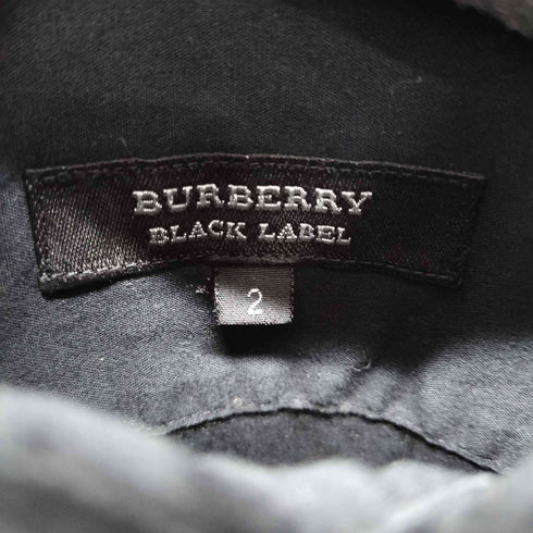 バーバリーブラックレーベル BURBERRY BLACK LABEL ブラックポロシャツ ノバチェック切替 ノバチェックボタン メンズ JPN:2
