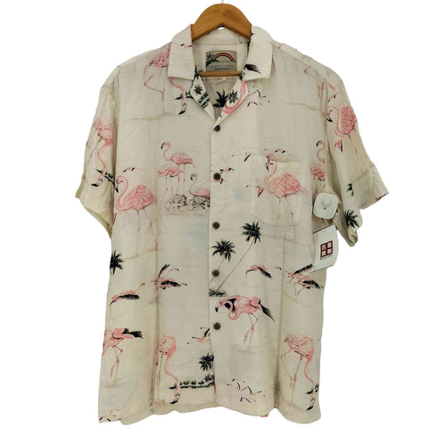パラダイスファウンド PARADISE FOUND 80-90s ハワイ製 フラミンゴ柄 レーヨンアロハシャツ メンズ import:L