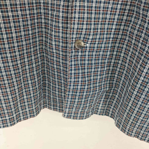 カンサイジーンズ KANSAI JEANS シアサッカー フラップポケット L/Sチェックシャツ ボックスシルエット メンズ JPN:L