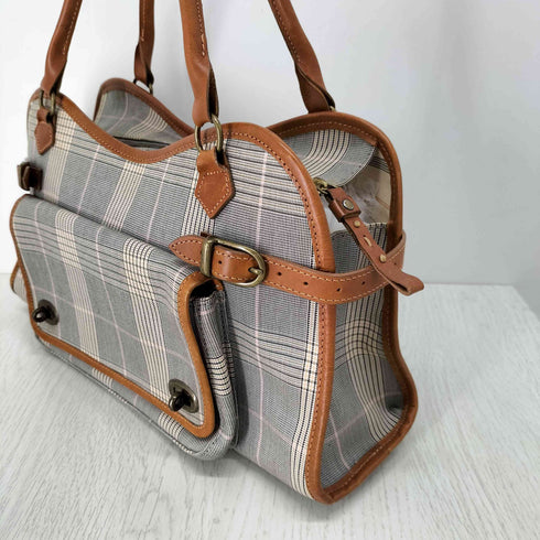 カカトゥ kakatoo ダブルターンロックチェックハンドバッグ レザー切替 レディース