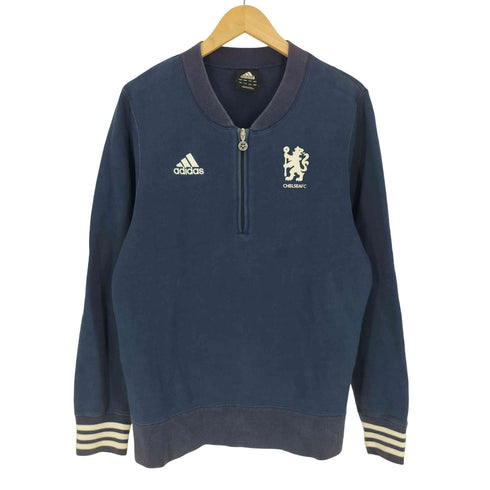 アディダス adidas パフォーマンスロゴ 刺繍 エンブレム フロッキープリント リブライン ハーフジップ スウェット メンズ JPN:L