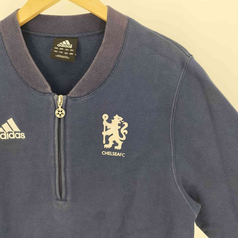 アディダス adidas パフォーマンスロゴ 刺繍 エンブレム フロッキープリント リブライン ハーフジップ スウェット メンズ JPN:L