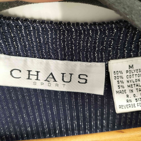 CHAUS ラメリブニットカーディガン ボタンレス レディース import:M