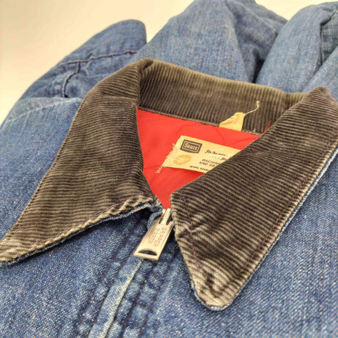 シアーズ Sears 60-70S SCOVILL GRIPPER ZIPPER 襟コーデュロイ 裏地キルティング デニム ワーク ジャケット メンズ import:M