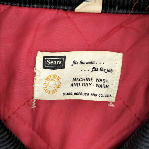 シアーズ Sears 60-70S SCOVILL GRIPPER ZIPPER 襟コーデュロイ 裏地キルティング デニム ワーク ジャケット メンズ import:M