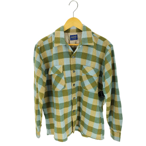 60s-70s NORSEMAN 両フラップ チェック柄シャツ ボックスシルエット 短丈 メンズ