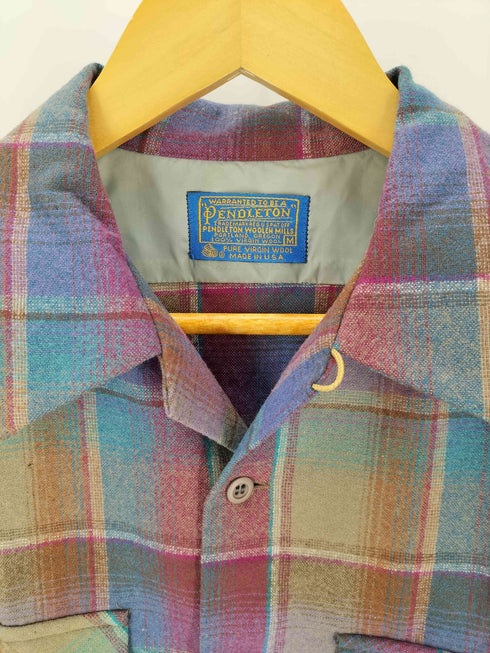 ペンドルトン PENDLETON 70s マルチカラーチェック 両フラップ ウールシャツ メンズ JPN:M
