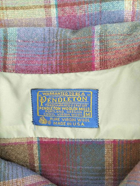 ペンドルトン PENDLETON 70s マルチカラーチェック 両フラップ ウールシャツ メンズ JPN:M