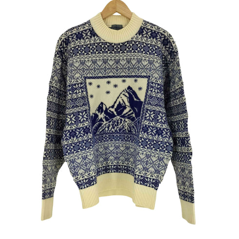 ケンゾー KENZO 80-90S ノルディック柄 雪山 モックネック ウール ニット メンズ