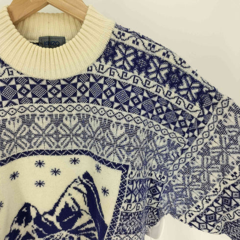 ケンゾー KENZO 80-90S ノルディック柄 雪山 モックネック ウール ニット メンズ