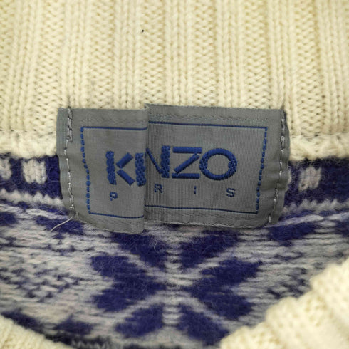ケンゾー KENZO 80-90S ノルディック柄 雪山 モックネック ウール ニット メンズ