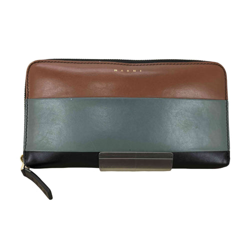 マルニ MARNI バイカラーレザーロングウォレット レディース