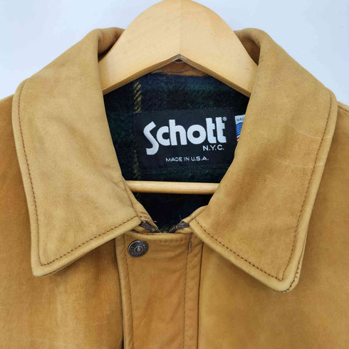 ショット Schott MADE IN USA 80S~90S IDEALジップ ヌバックレザーハーフコート メンズ US:42