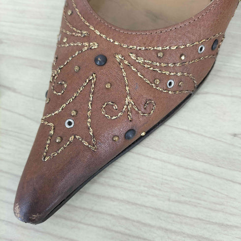 イタリア製 刺繍デザインヒールパンプス レディース JPN:36