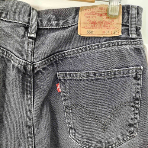 リーバイス Levis 550 RELAXED FIT 後染めブラックデニムパンツ ボタン裏1002 メンズ 34X34